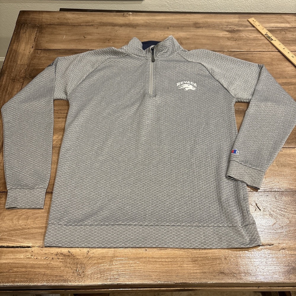 Nevada Wolfpack 1/4 Zip Shirt M Men Gray Long Sleeve Champion
